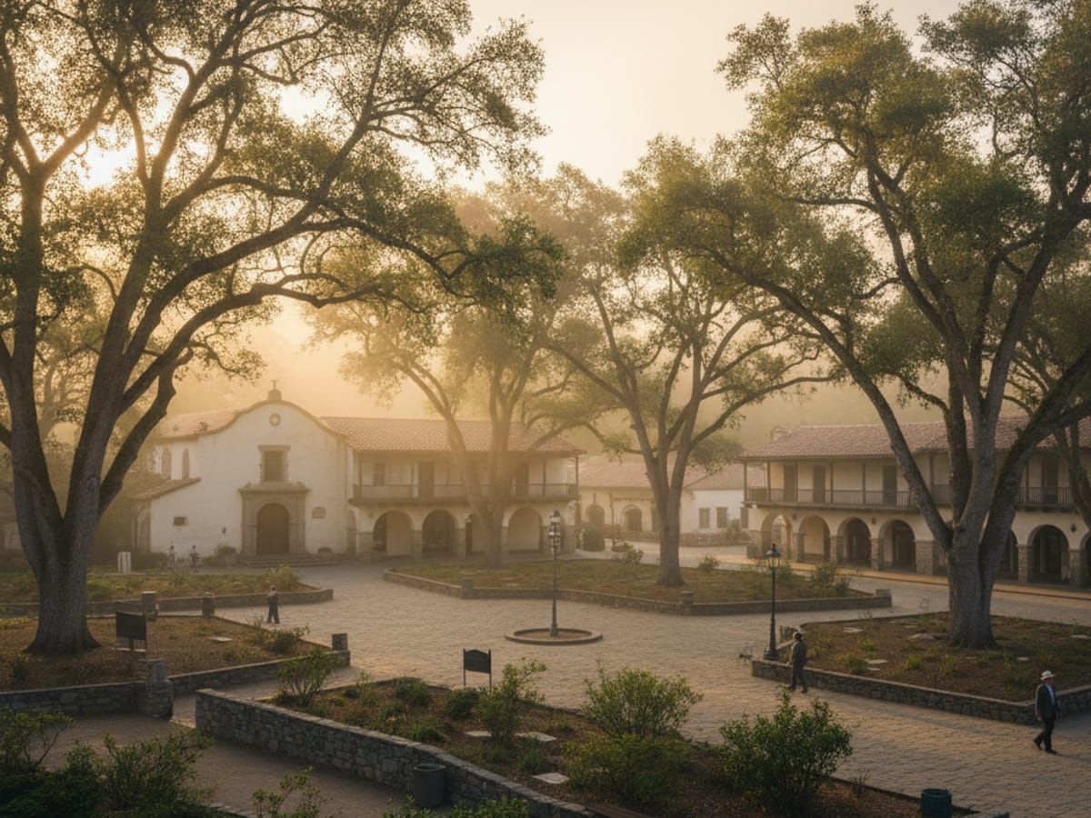 Historic Sonoma Plaza with Mission and charming downtown square